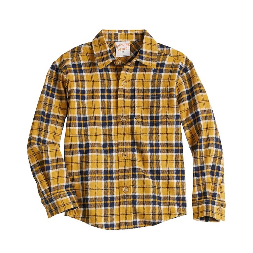 Kohl's Kids Checkered Button-Down Shirt - Mustard and Navy